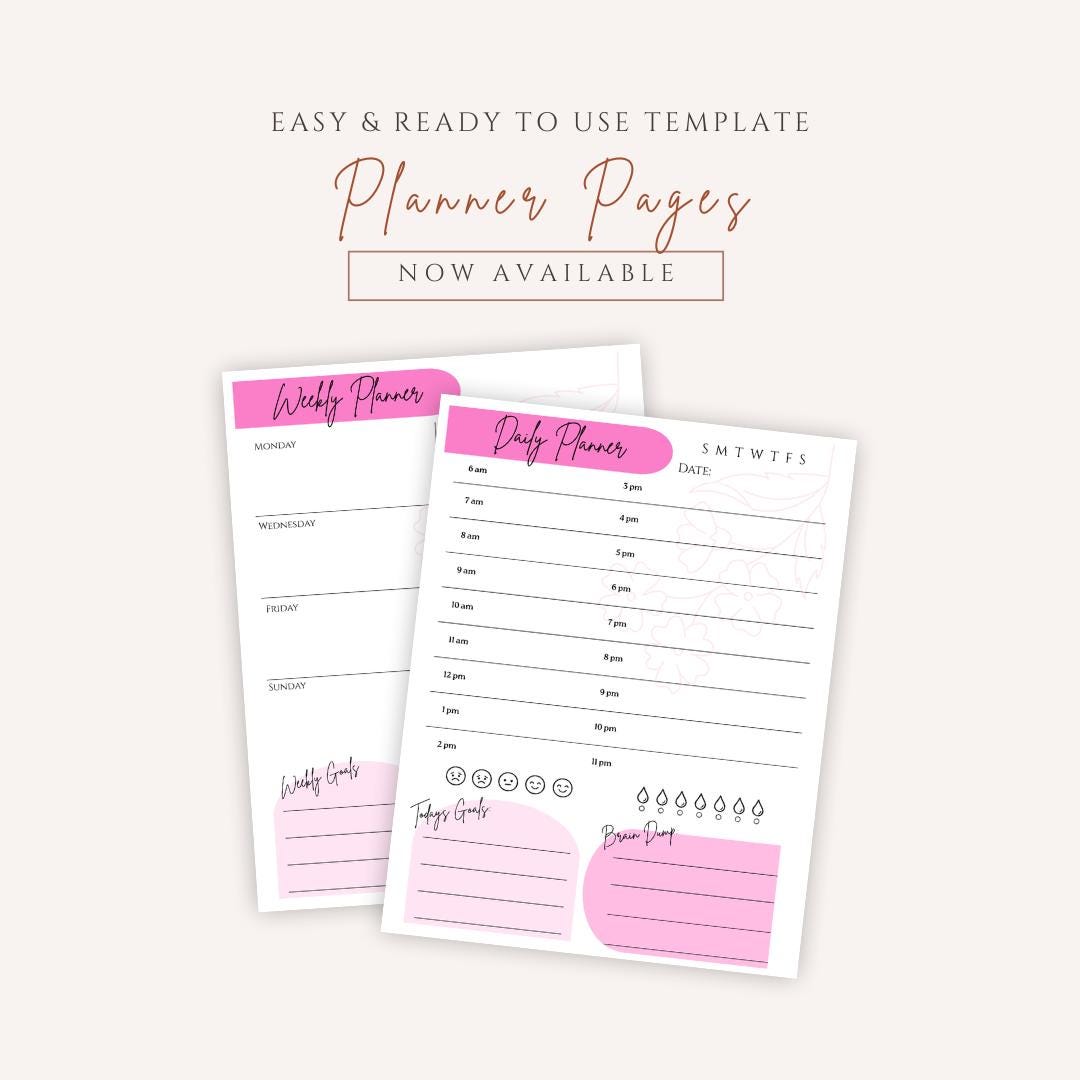 Pink Minimalist Planner Printable | Daily, Weekly, Habit Tracker (PDF ...