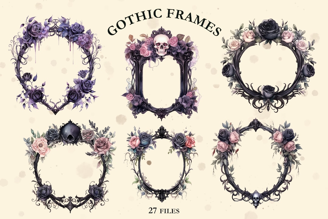 Gothic Frames Halloween Artwork Gothic Crafts Dark Etsy