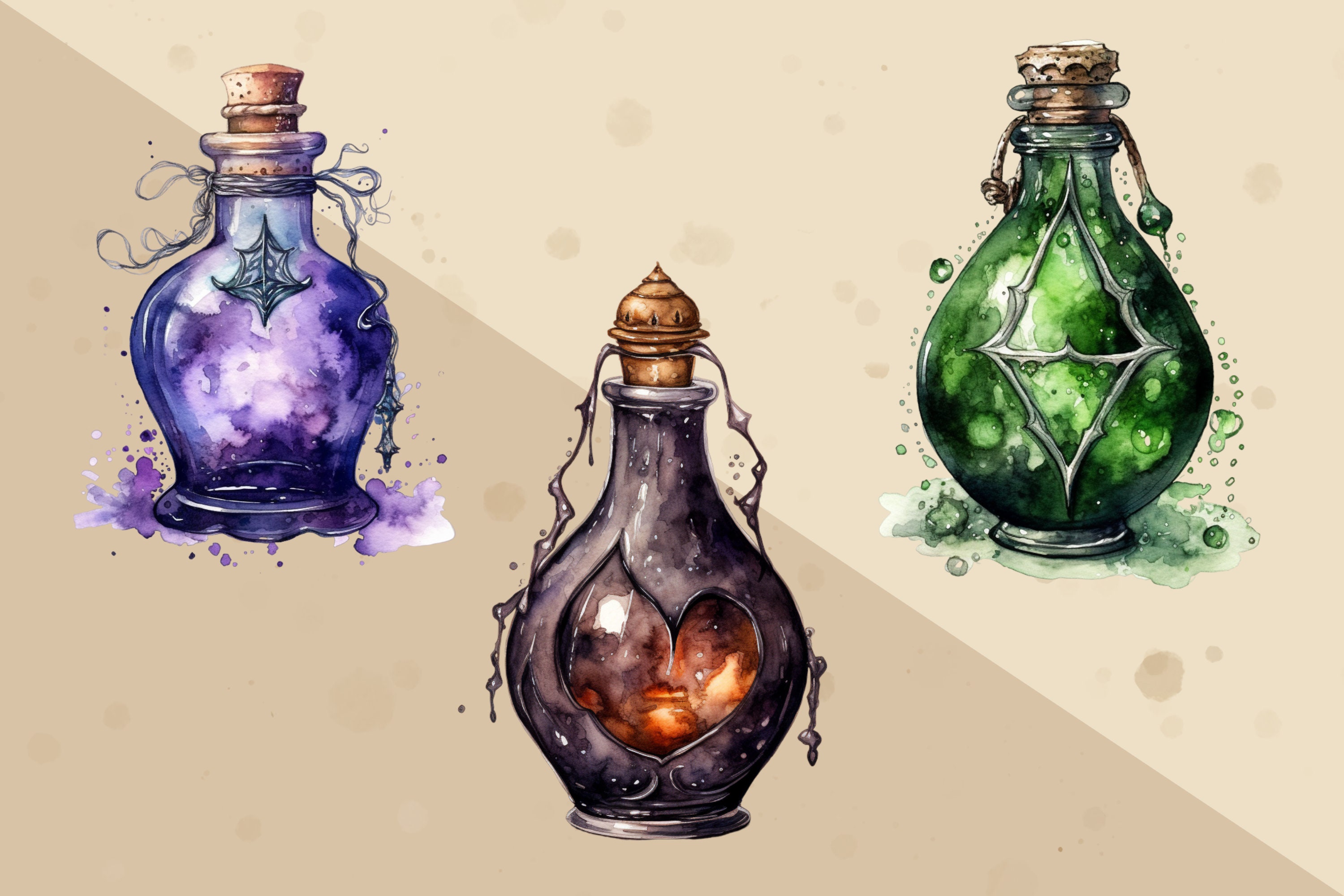 Witch Potion, Magic Potion Decor, Witchy Art, Commercial Use, Junk ...