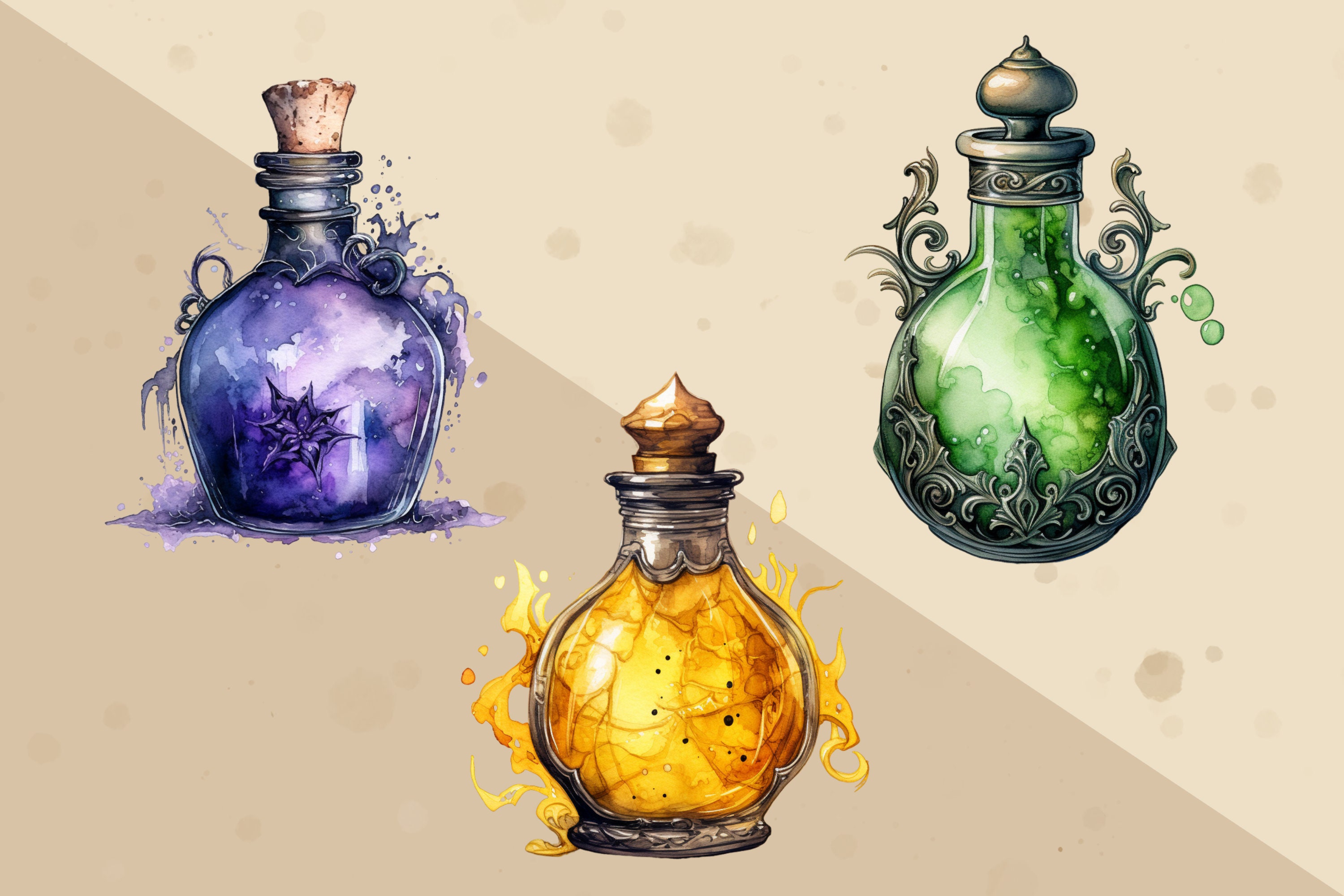 Witch Potion, Magic Potion Decor, Witchy Art, Commercial Use, Junk ...