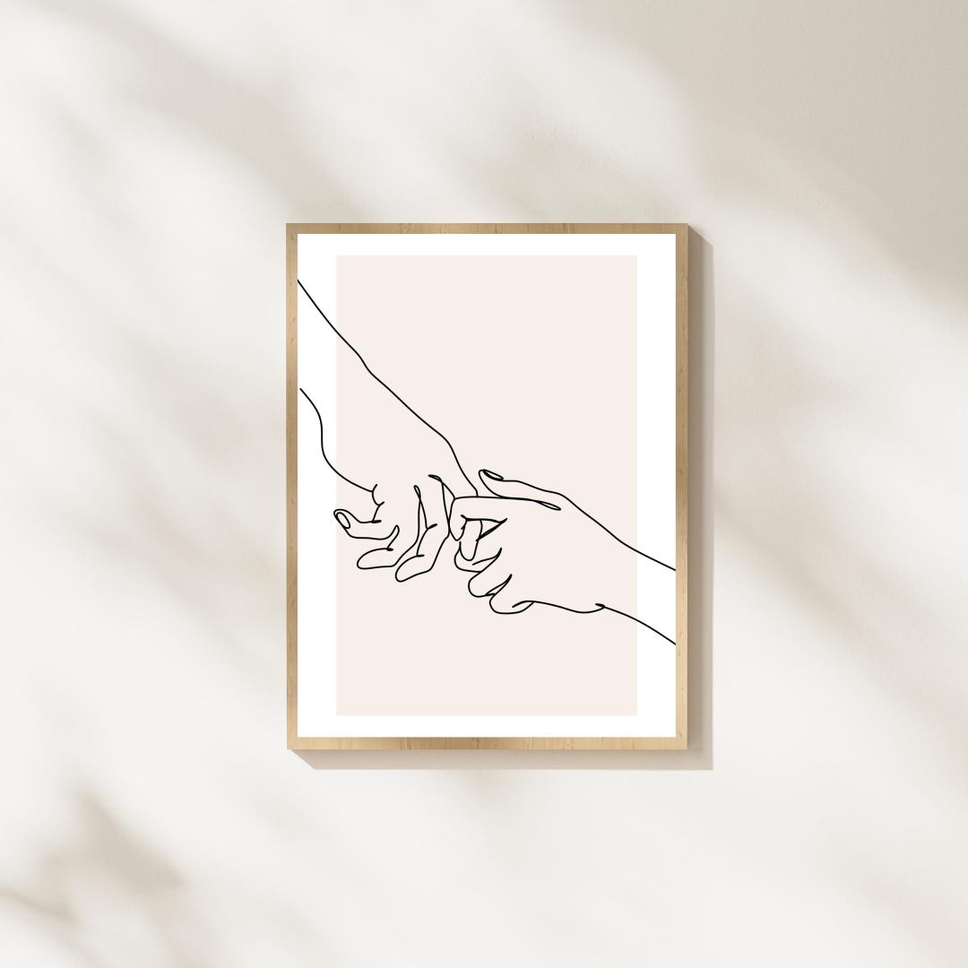 Minimalist Holding Hands Line Art Print | Digital Download | Couple ...