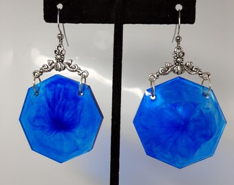 Blue Octogon Fancy-Dangles - Eclectic Grace