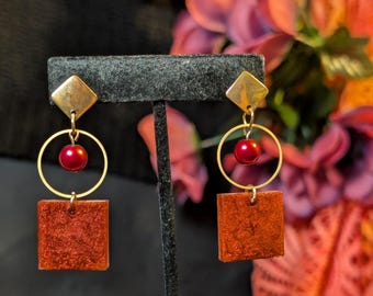 Regal Red Gold Studdangles - Geometric, Fancy, Formal - Eclectic Grace