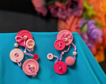 Big Button Studs - Pink, Statement, Whimsical! - Eclectic Grace
