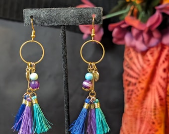 Regal Oasis Dangles - Charms, Tassels, Gold - Eclectic Grace