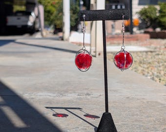 Handmade Sparkly Red Resin "Stained Glass" Earrings | Whimsical Statement Jewelry - Eclectic Grace