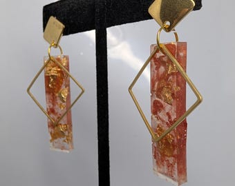 Golden Orange Geometric Studdangles - Eclectic Grace