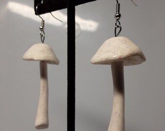 White Sparkle Shroom Dangles - Eclectic Grace