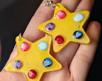 Steven Universe Earrings: Hand-Painted Crystal Gem Resin Jewelry - Eclectic Grace