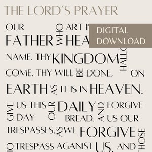 The Lord&#39;s Prayer Wall Art, Digital Download, Christian Wall Art, Bible Verse Art, Christian Home Decor, Christian Digital Art Print,