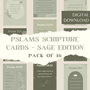 Tarjetas de versículos bíblicos (edición Sage), tarjetas de versículos bíblicos, tarjetas de las Escrituras imprimibles, tarjetas de memoria bíblica, tarjetas de versículos de los Salmos, tarjetas de oración para imprimir