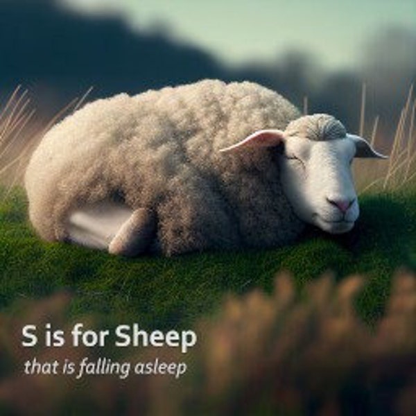 S is for Sheep - Tier Alphabet, Digitaler Kunstdruck, AI Art, Digitaler Download, Dekoration, druckbar, Kinderzimmer