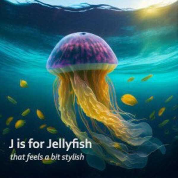 J is for Jellyfish - Tier Alphabet, Digitaler Kunstdruck, KI-Kunst, Digitaler Download, Dekoration, druckbar, Kinderzimmer