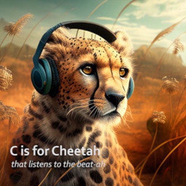 C is for Gepard - Tier Alphabet, Digitaler Kunstdruck, KI Kunst, Digitaler Download, Wohndekor, druckbar, Kinderzimmer