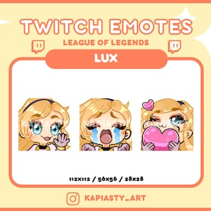Lux Emotes | LoL League of Legends Lux for Twitch/Discord 3 pack Emotes | Custom Twitch Emotes | Stream Emotes | Streaming | Gaming