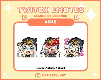 アッシュ エモート | リーグ・オブ・レジェンド Twitch/Discord エモート (3 パック)