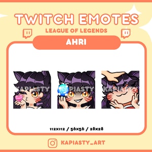 Ahri Emotes | LoL League of Legends Ahri for Twitch/Discord 3 pack Emotes | Custom Twitch Emotes | Stream Emotes | Streaming | Gaming