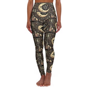 Gothic Astrological High Waisted Yoga Leggings, Spiritually Inspired Leggings, Fitness Gear, Festival Wear, Yoga Pants, Witchy Style
