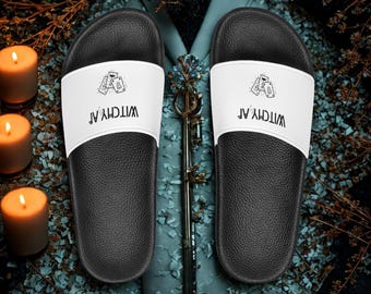 Witchy AF Women's Slide Sandals, Casual summer footwear, Gift for her, Beachwear, Trendy sliders, Witchcraft accessories, Pagan, Witch Gift