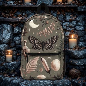Cottage Core Backpack | Boho Chic Bag for Nature Lovers | Gift for Back to School, Travel, Adventurers, Witchy Gift Bag, Magic, Moths