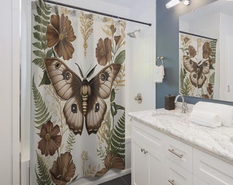 Cottagecore Butterfly Shower Curtain, Floral Bathroom Decor, Nature Home Accessories, Boho Witchy Style, Perfect Gift for Homeowners