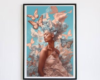 Black Excellence Melanin Poster Print for Bedroom Wall Art Aesthetic Digital Art Print Gift for Home Decor