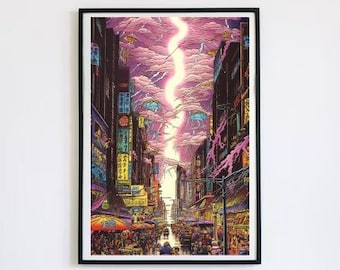 Tokyo Poster Print for Bedroom Wall Art Aesthetic Digital Art Print Gift for Home Decor