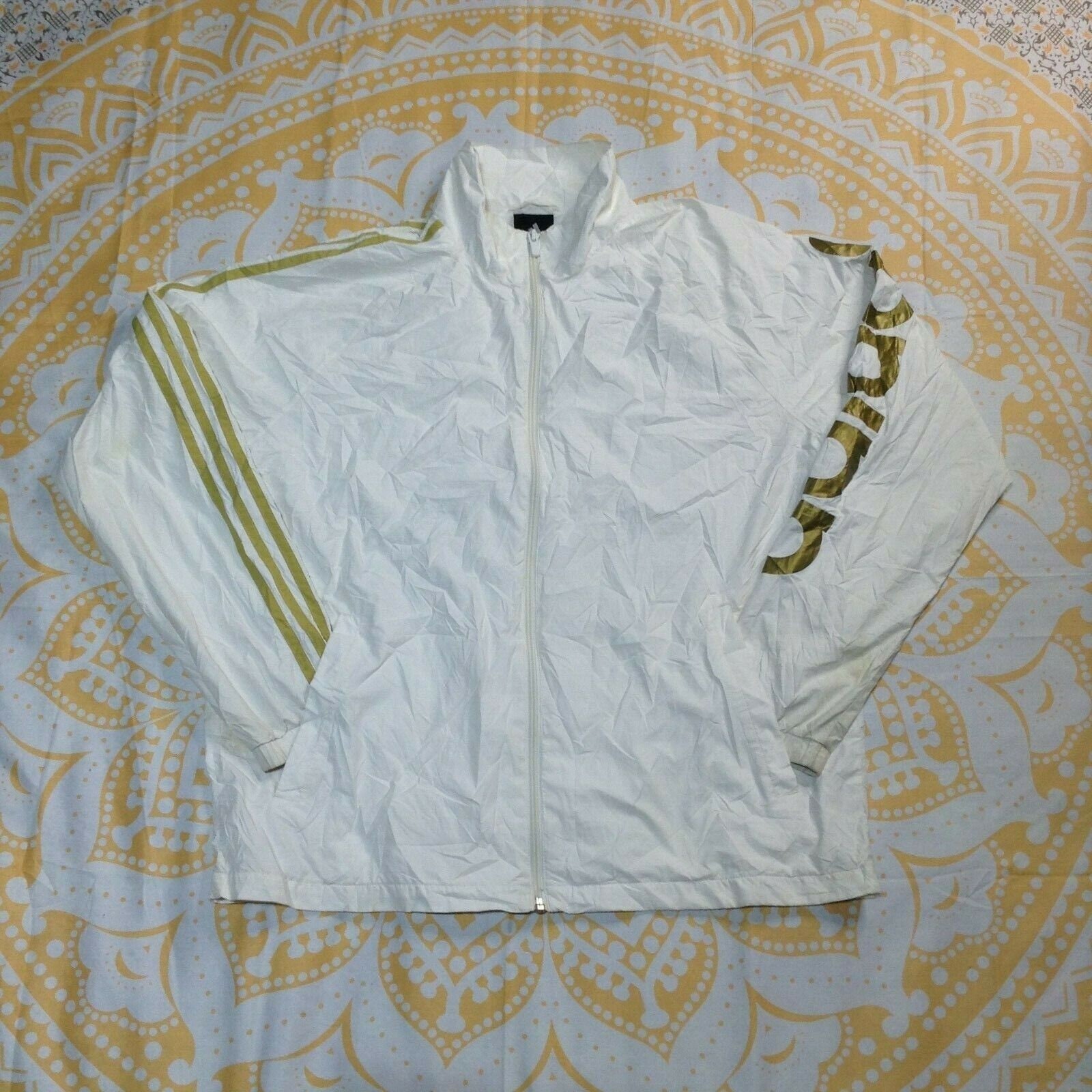 levering aan huis Dosering Handelsmerk Adidas Windbreaker Jacket White Gold Stripes Retro Full Zip - Etsy