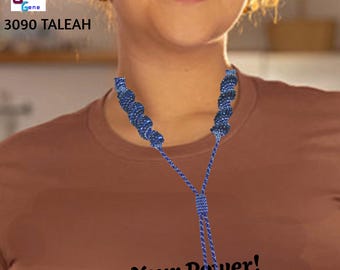 Taleah, collar ajustable de cuentas azules con puntada cellini y cuentas de semillas