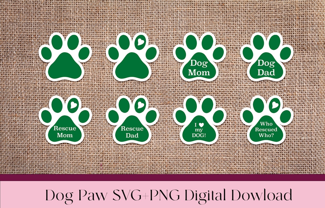 Dog Paw Digital Download PNG SVG Green Dog Paw Sticker Etsy UK