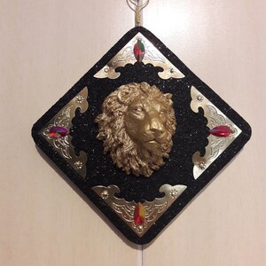Gold Painted Lion Head Wall Ornament