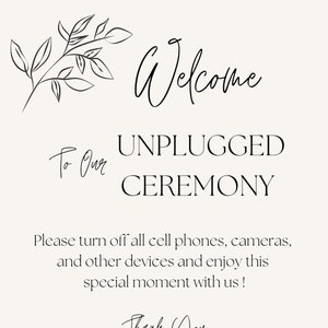 Unplugged Ceremony Wedding Sign