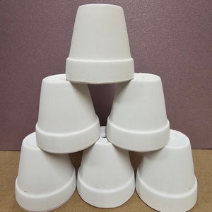 2.5 White Terra Cotta Clay mini pots Perfect for Crafts, Plants, Decor, Wedding favors afbeelding 1