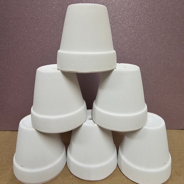 2.5" White Terra Cotta | Clay | mini pots | Perfect for Crafts, Plants, Decor, Wedding favors