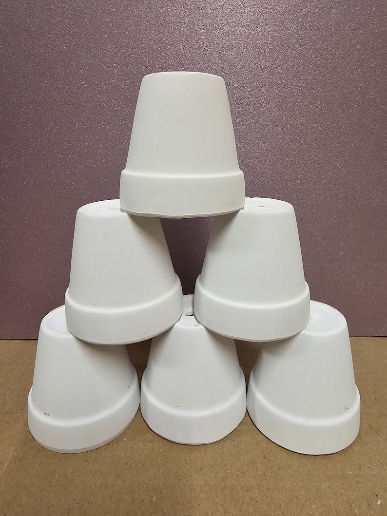 2.5 White Terra Cotta Clay mini pots Perfect for Crafts, Plants, Decor, Wedding favors afbeelding 1