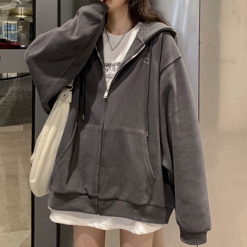 vintage grey zip up hoodie