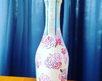 Custom hand painted 1/2 champagne(split) bottles; perfect for wedding, gift, bridesmaid, groomsman, celebration, special occasion