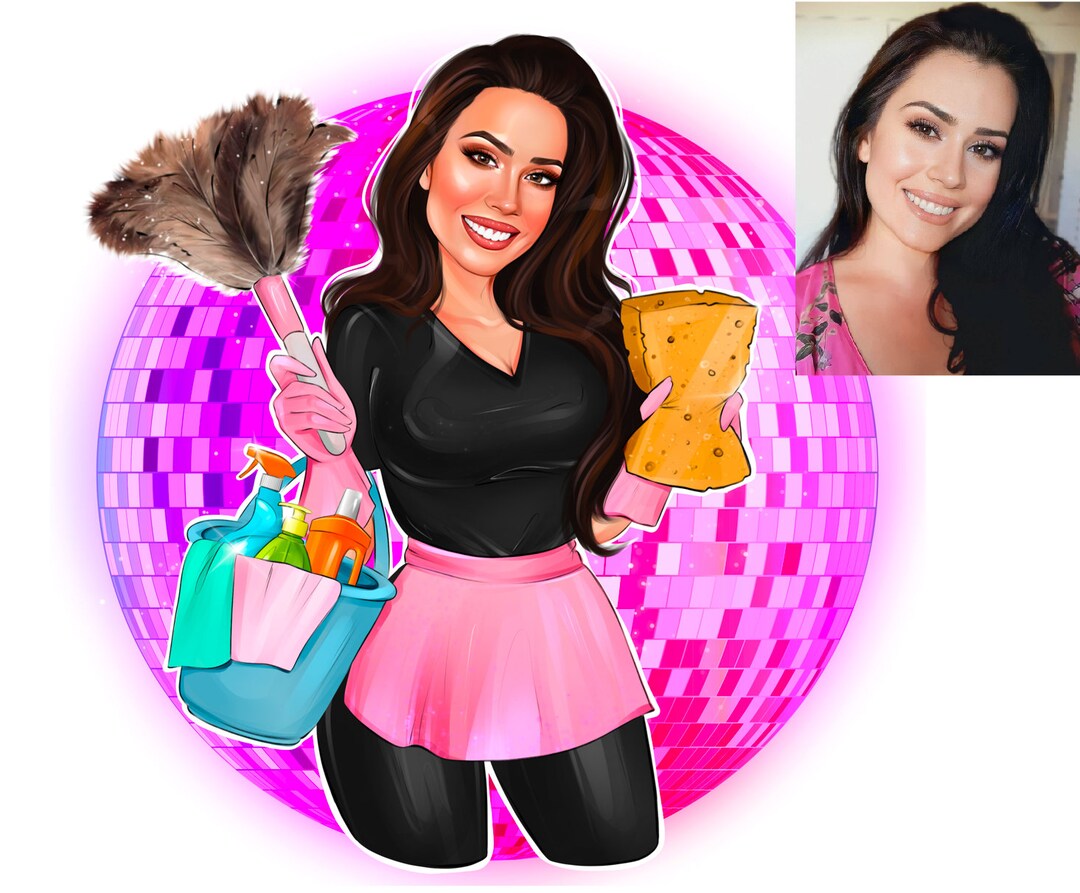 Cartoon Cleaning Lady Logo Elegant and Feminine Logo for Your Cleaning