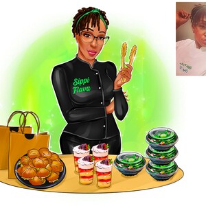 Cartoon Bakery Girl Logo with a Cute Apron and a Chef Hat