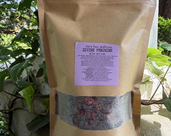 Divine Feminine Ritual Bath Soak | Spiritual Bath Salts | Rose Petal Bath | Self Love Gift | Moon Ritual | Clary Sage Bath | Witchy Gifts