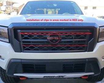 Upgraded* Clips as of 2/22/24 For the 2022-2024 Nissan Frontier Pro-4X Grille 4 LED Light Mounting Kit w/ 3D Printed Brackets and LEDs