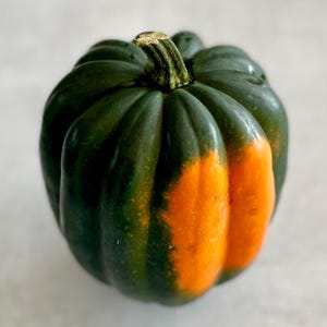 Peut inclure: Une courge musquée verte et orange avec une texture légèrement bosselée.