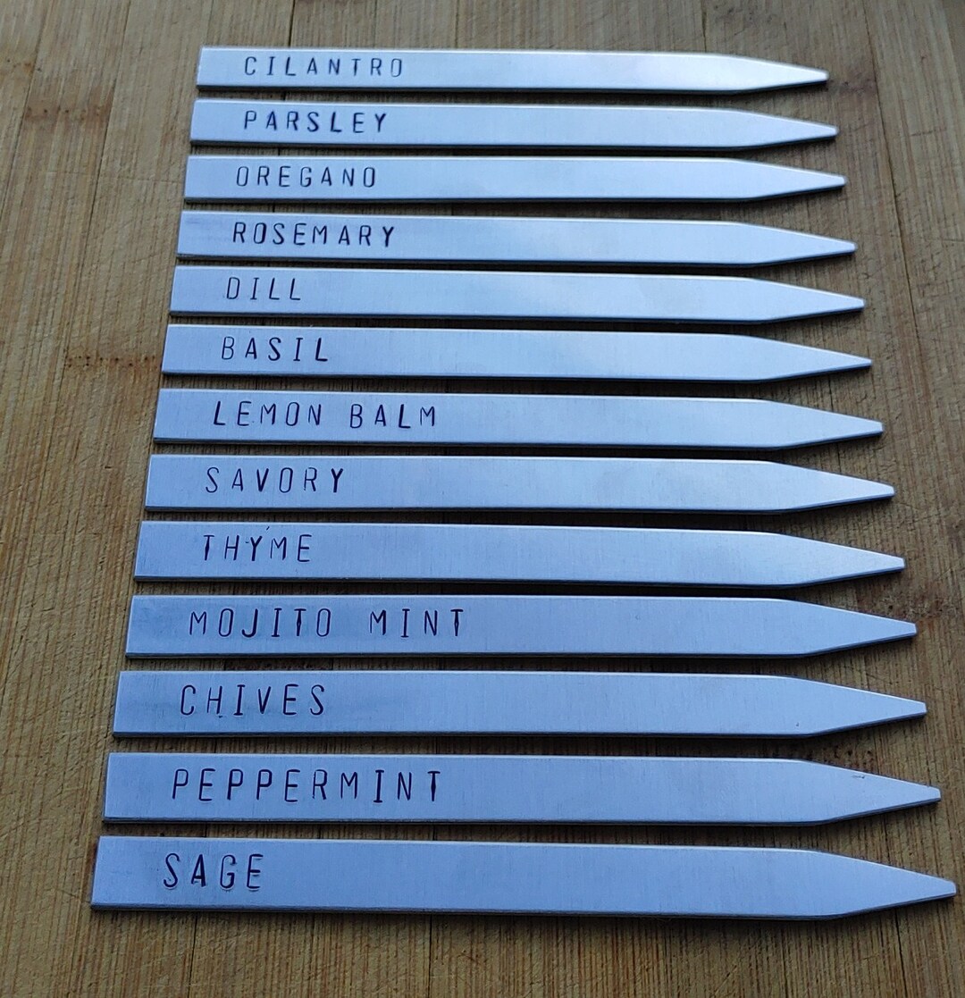 Hand Stamped Plant Labels, Plant Markers, Herb Markers, Herb Labels
