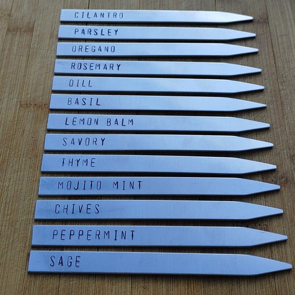 Hand Stamped Plant Labels, Plant Markers, Herb Markers, Herb Labels. Plant Accessory.