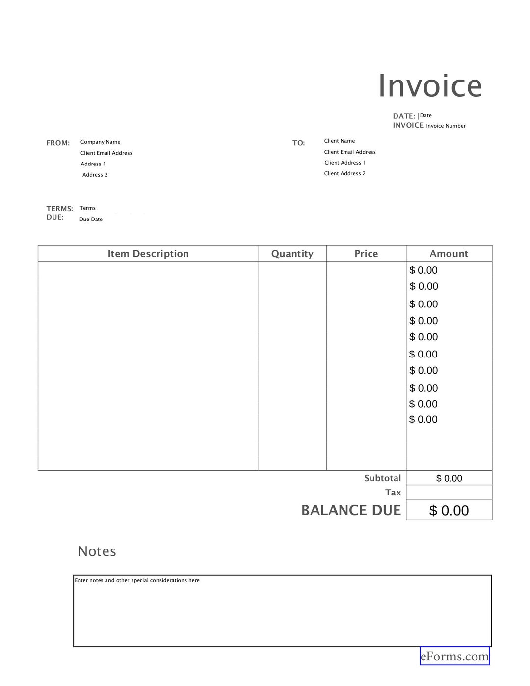 Printable Invoice Template Invoice Template For Word Invoice Etsy