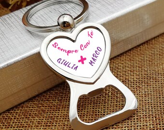 Portachiavi a forma cuore-regalo personalizzato con nomi-La frase preferita-San valentino-innamorati- anniversario
