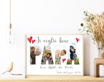 PAPA GESCHRIEBEN Bild mit Erinnerungsfoto, Collage, Vatertag, Geschenkideen für Papa, Geschenke für Papa, Papas Geburtstag, Format DIN A4