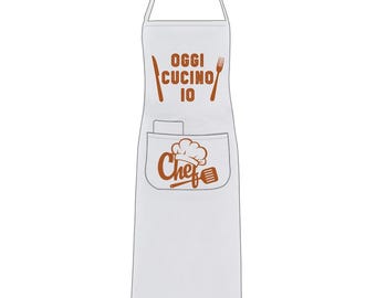 Grembiule con 2 tasche - Bianco - personalizzato con il nome - Regalo per i amanti della cucina - cuochi e appassionati