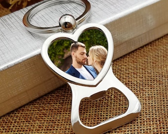 Portachiavi a Forma di Cuore Personalizzabile con Foto - Idea Regalo per San Valentino, Anniversari e Altre Celebrazioni, Apri Bottiglie