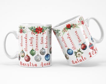 Tazza personalizzata con nomi dei bambini - regalo MAESTRA - NATALE